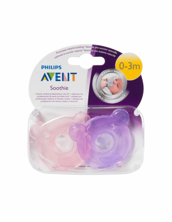 Avent Sucettes Soothie Ours Silicone 0 mois+ 2 pièces 1