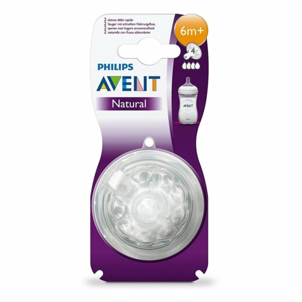 PHILIPS AVENT NATURAL LOT DE 2 TÉTINES NATURAL 2.0 DÉBIT RAPIDE 4 TROUS 6M+ 1