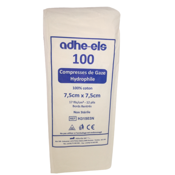 ADHE-ELS COMPRESSES DE GAZE HYDROPHILE (BOITE DE 100) 1