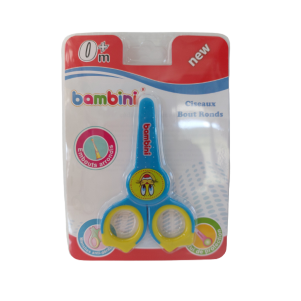 BAMBINI CISEAUX POUR BÉBÉ EMBOUTS ARRONDIS AVEC ETUI DE PROTECTION 0+ BLEU 1