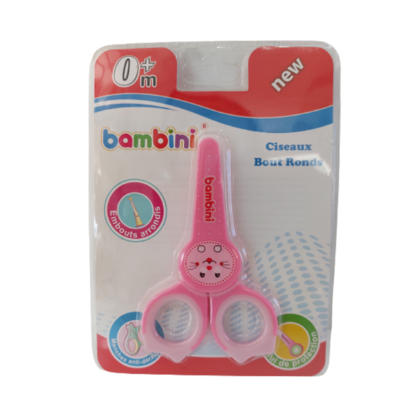 BAMBINI CISEAUX POUR BÉBÉ EMBOUTS ARRONDIS AVEC ETUI DE PROTECTION 0+ ROSE 1