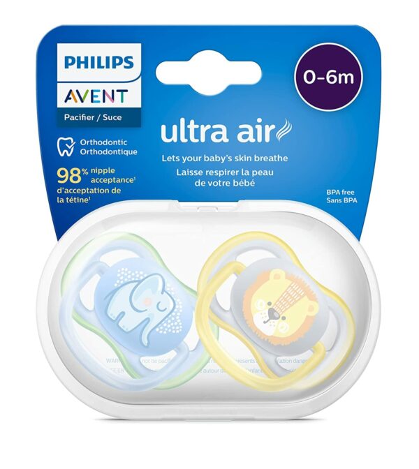 PHILIPS AVENT SUCETTE ULTRA AIR PACIFIER, 0-6 MOIS, ÉLÉPHANT, LION 1