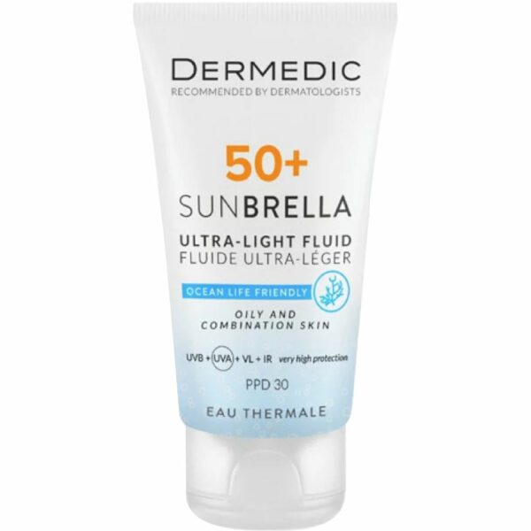 Dermedic Sunbrella Fluide Ultra Leger Spf50+ Peaux Mixtes Et Grasses 40ml
