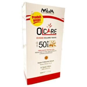 Milva Olcare Ecran Solaire Teinté Beige rosée SPF 50+ + Lait démaquillante 100 ml offert