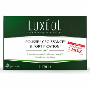 Luxéol Pousse Croissance & Fortification 3 mois, Favorise la Pousse des Cheveux, Complément Alimentaire, 90 Gélules