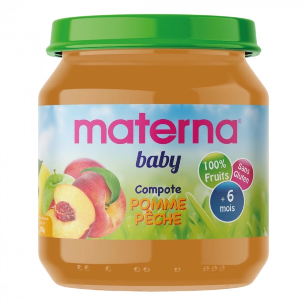 Materna - Compote pomme-pêche - 130gr 1 Materna - Compote pomme-pêche - 130gr